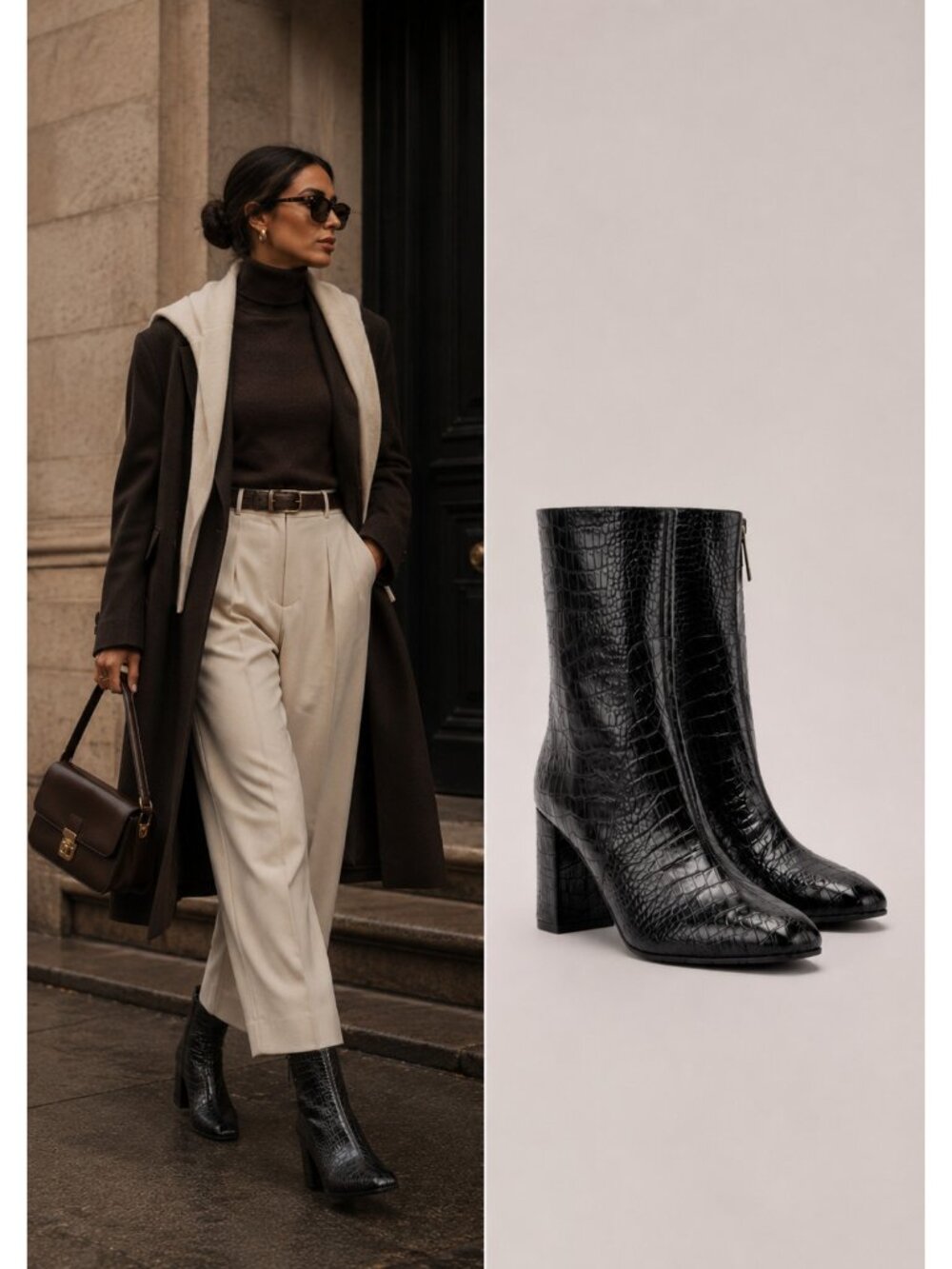 Aquatalia Black Croc Embossed Leather Ankle Boots Women's 7.5 Italy Waterproof - Picture 1 of 15